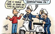 In commissariato con la Vespa rubata a Milano nel 1984