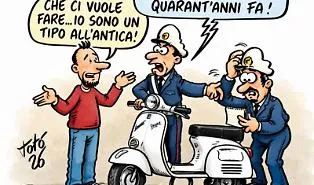 In commissariato con la Vespa rubata a Milano nel 1984