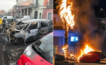 Giarre, uomo incappucciato d&agrave; fuoco a quattro auto nella notte